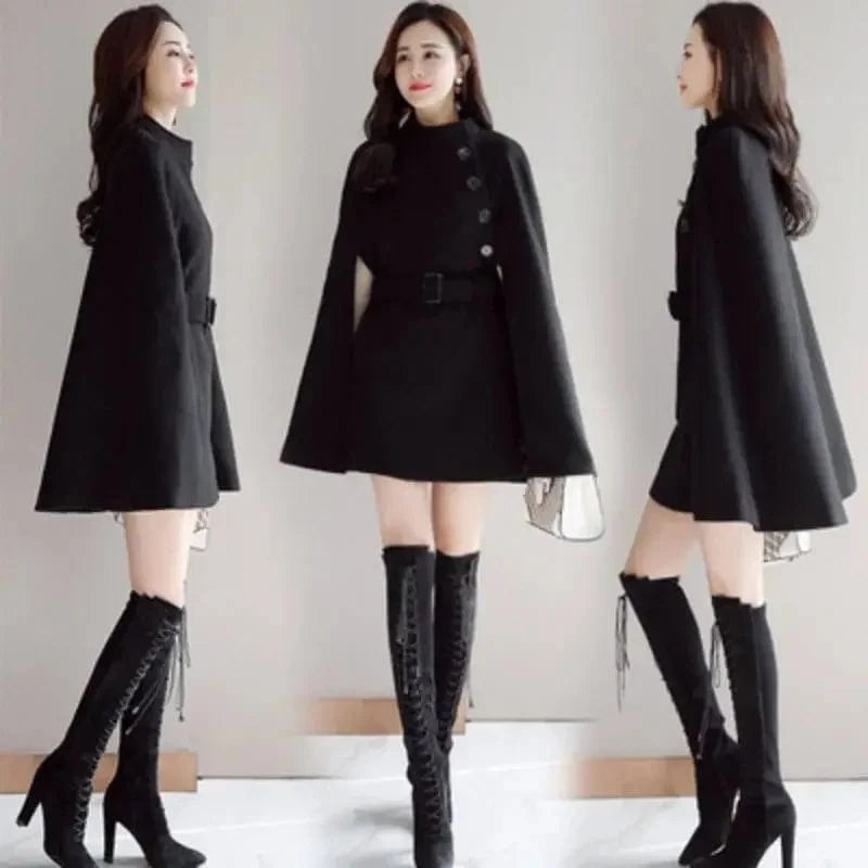 Poncho Femme Long à Ceinture