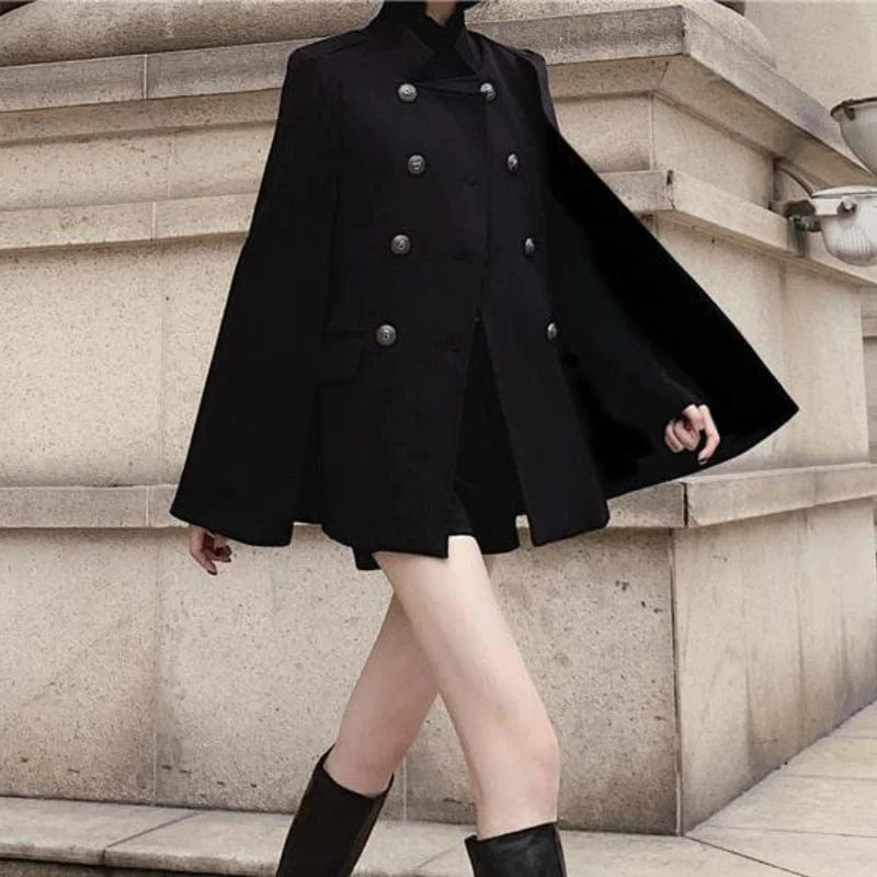 Poncho Femme Manteau à Boutons