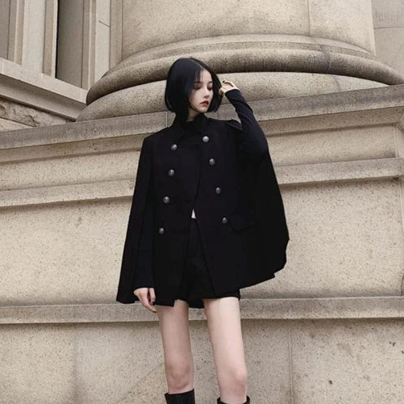 Poncho Femme Manteau à Boutons