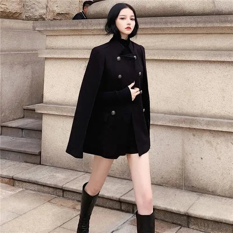 Poncho Femme Manteau à Boutons