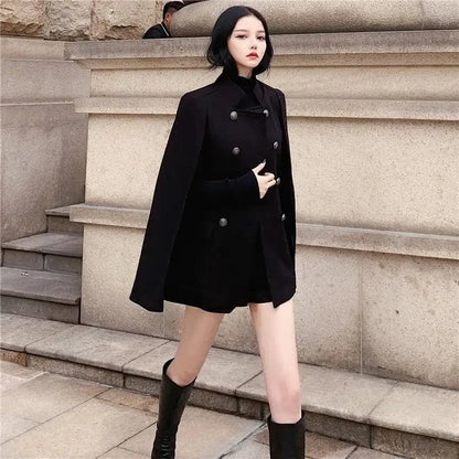 Poncho Femme Manteau à Boutons