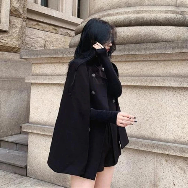 Poncho Femme Manteau à Boutons