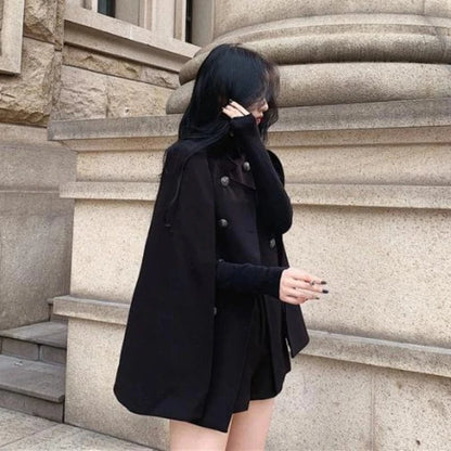 Poncho Femme Manteau à Boutons