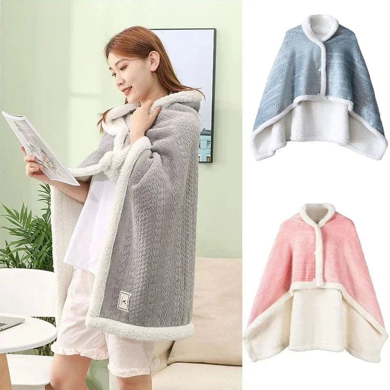 Poncho Femme Plaid Polaire