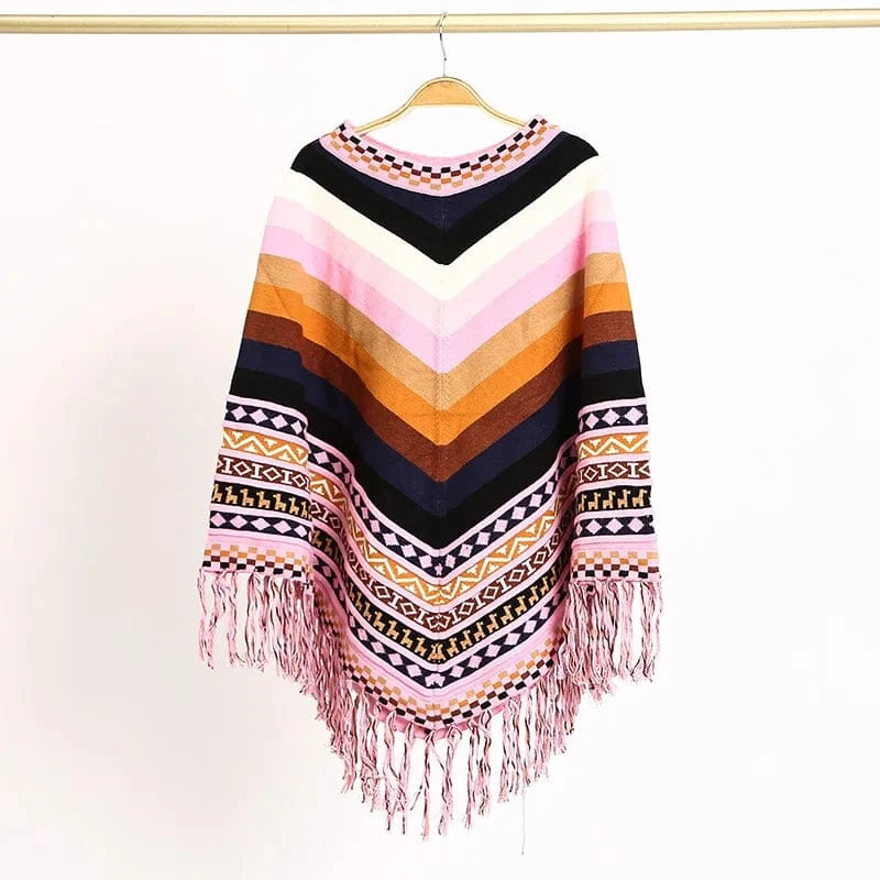 Poncho Femme Rayures Mexicain