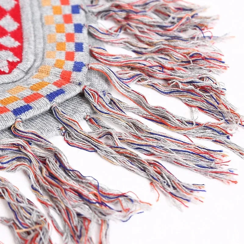 Poncho Femme Rayures Mexicain