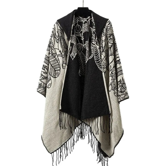 Poncho Homme Extra Long Bicolore