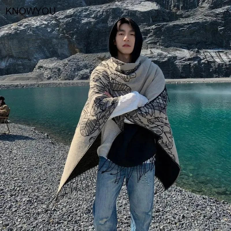Poncho Homme Extra Long Bicolore