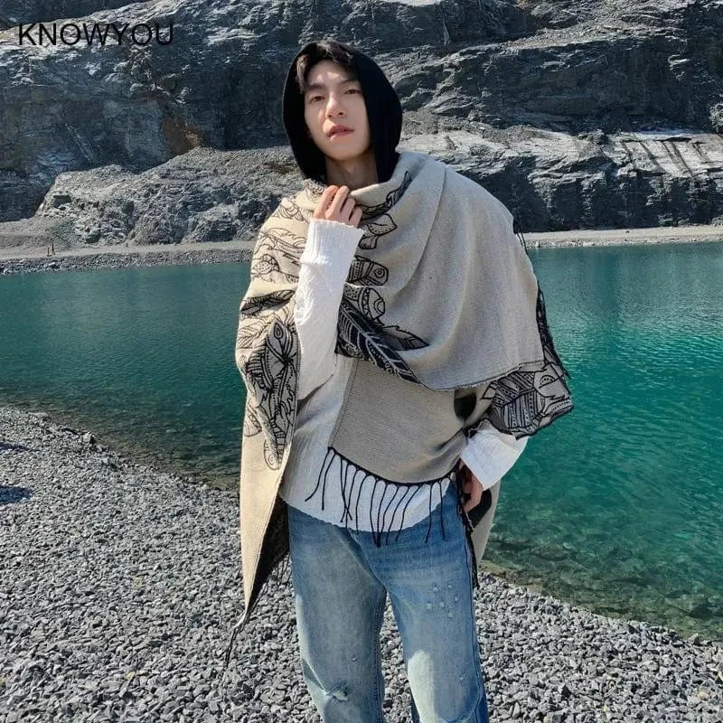 Poncho Homme Extra Long Bicolore