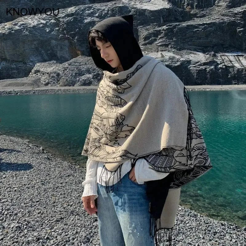 Poncho Homme Extra Long Bicolore
