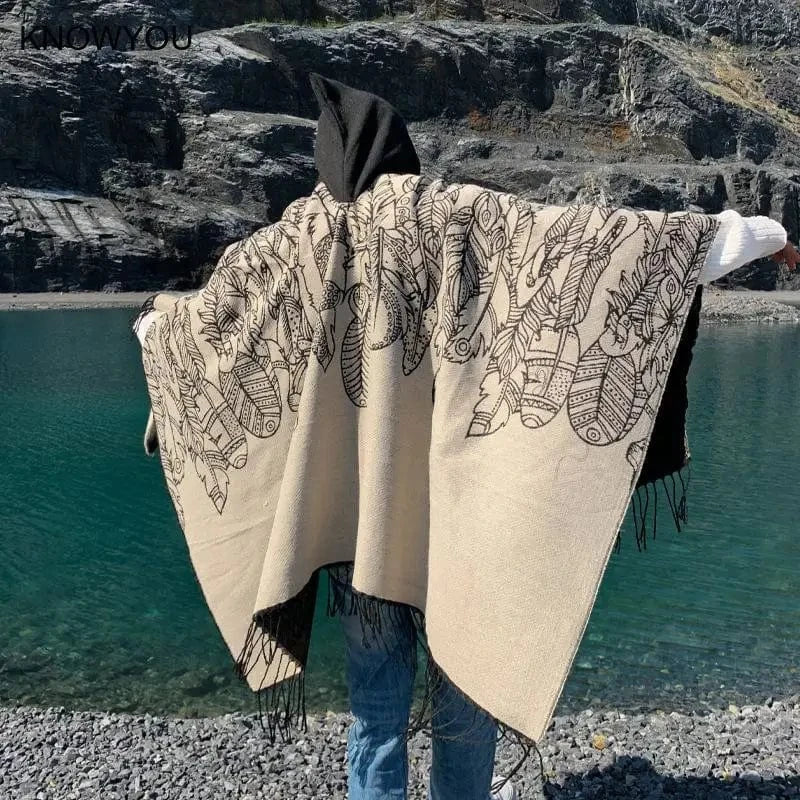 Poncho Homme Extra Long Bicolore