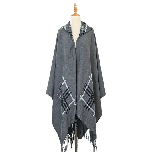 Poncho Homme Fin à Carreaux