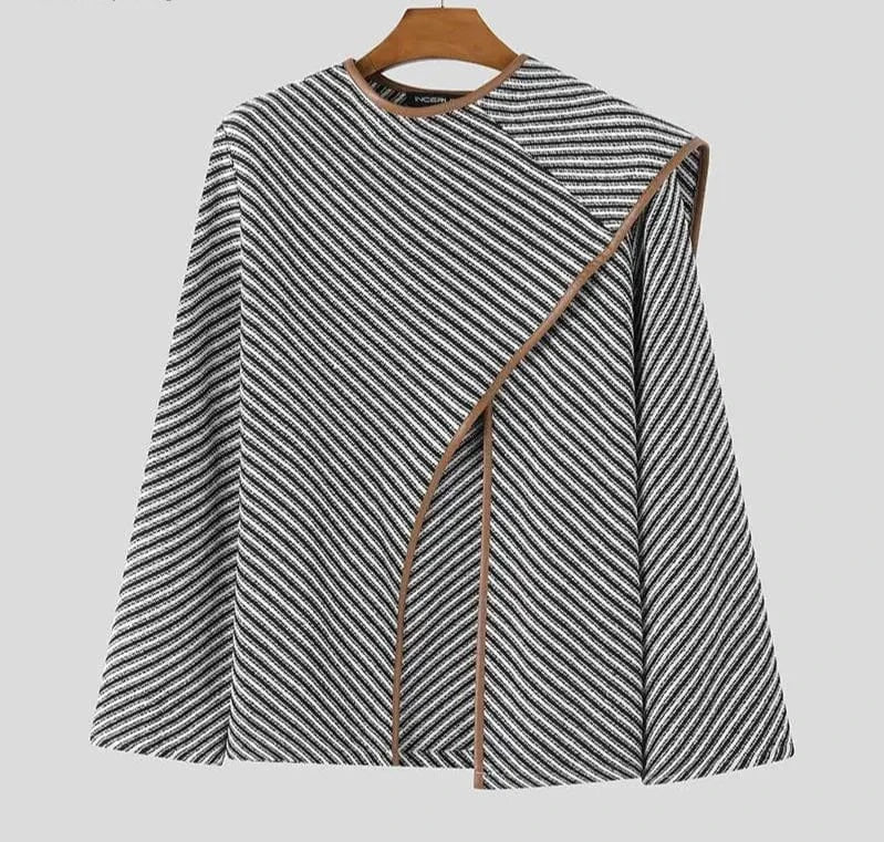 Poncho Homme Fin à Rayures