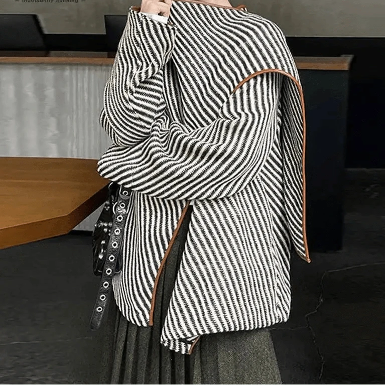 Poncho Homme Fin à Rayures