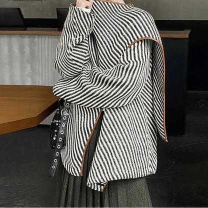 Poncho Homme Fin à Rayures