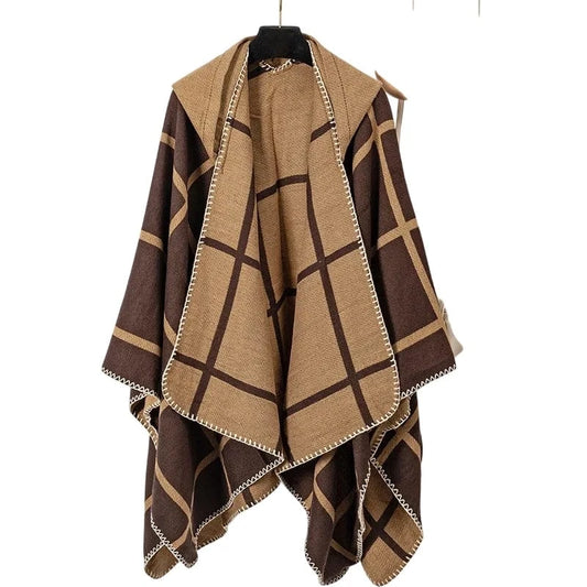 Poncho Homme Hiver à Carreaux