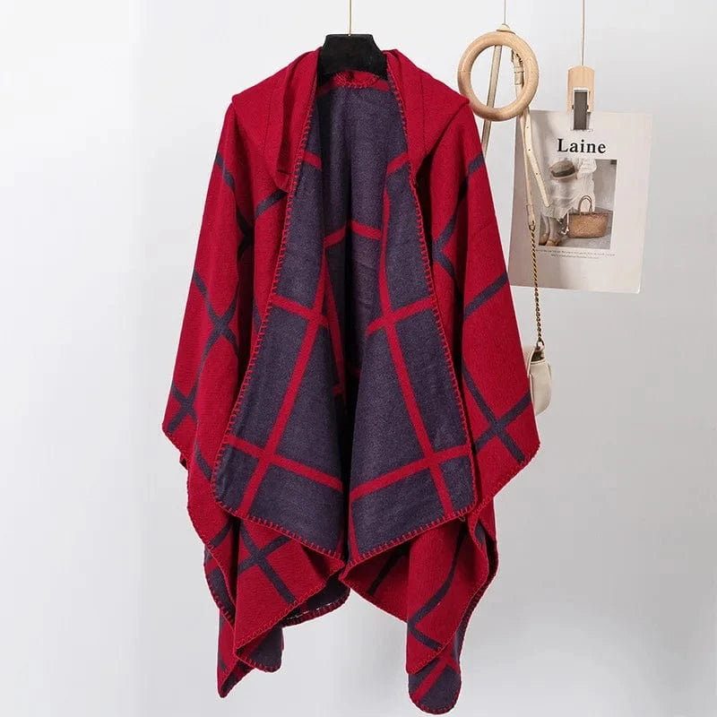 Poncho Homme Hiver à Carreaux