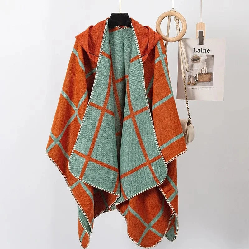 Poncho Homme Hiver à Carreaux