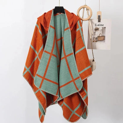 Poncho Homme Hiver à Carreaux