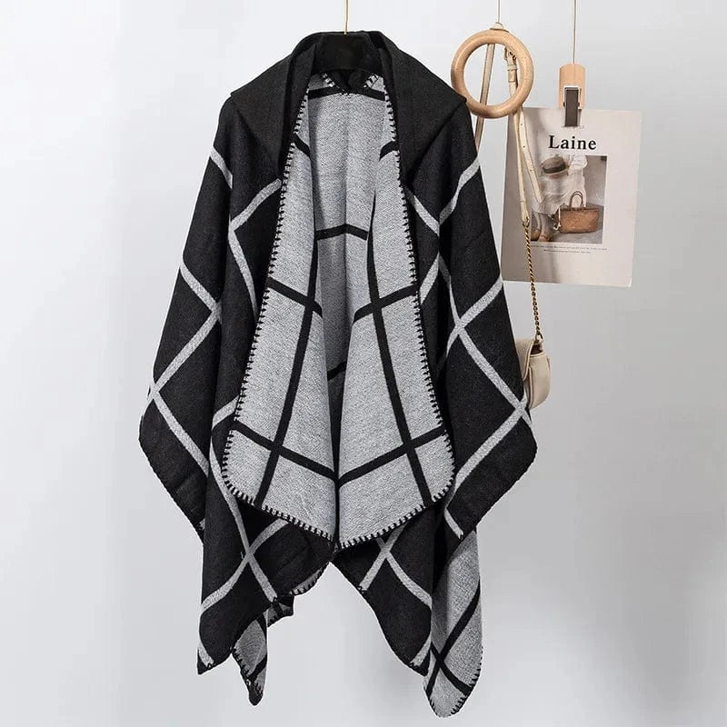 Poncho Homme Hiver à Carreaux