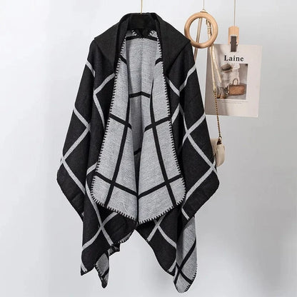 Poncho Homme Hiver à Carreaux