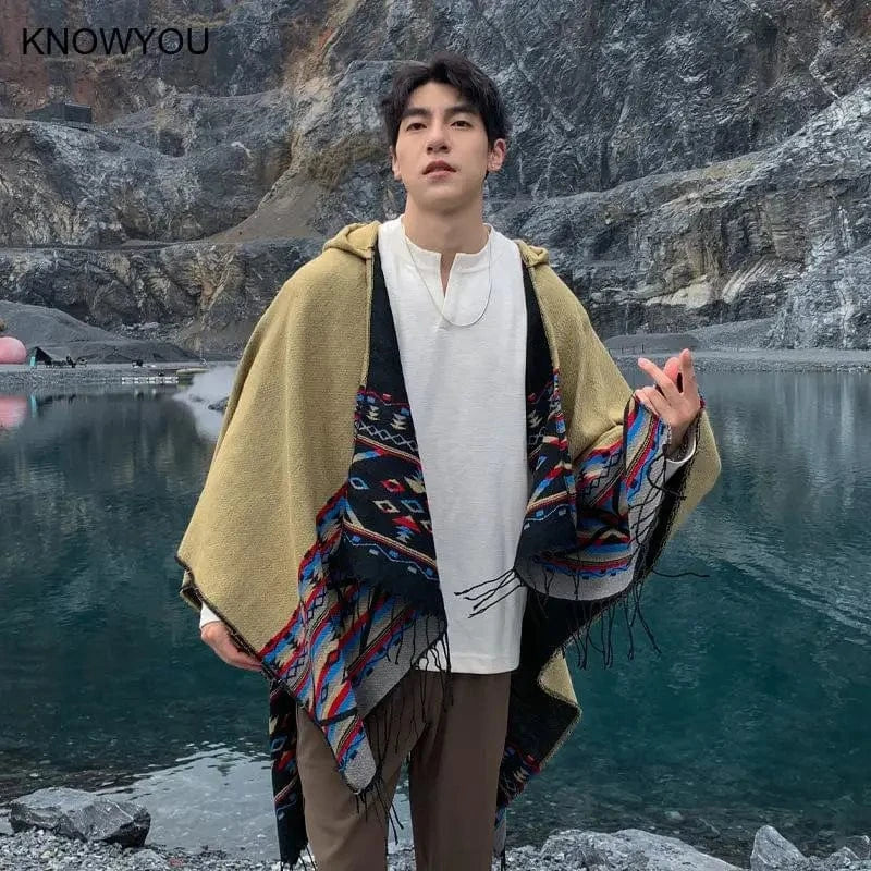 Poncho Homme Mexicain à Franges