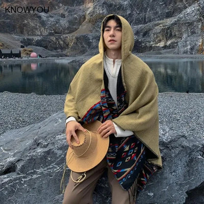 Poncho Homme Mexicain à Franges
