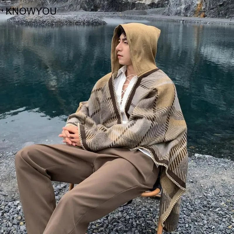 Poncho Homme Plaid Doux