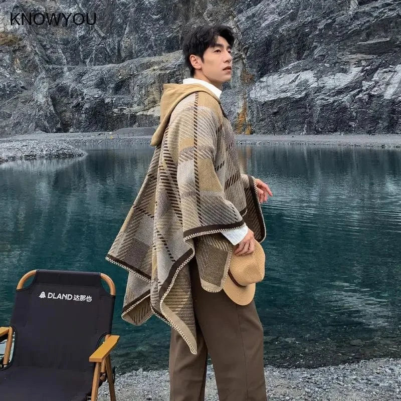 Poncho Homme Plaid Doux