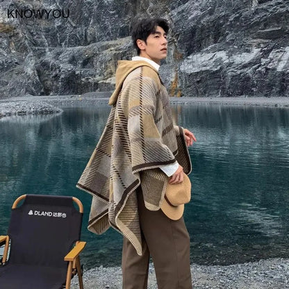 Poncho Homme Plaid Doux