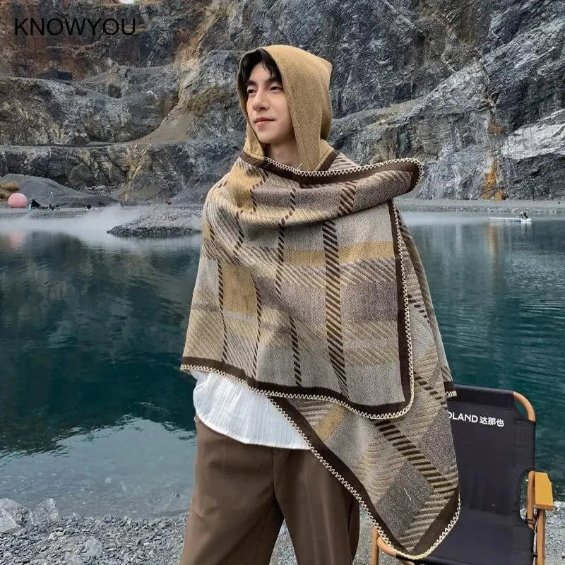Poncho Homme Plaid Doux