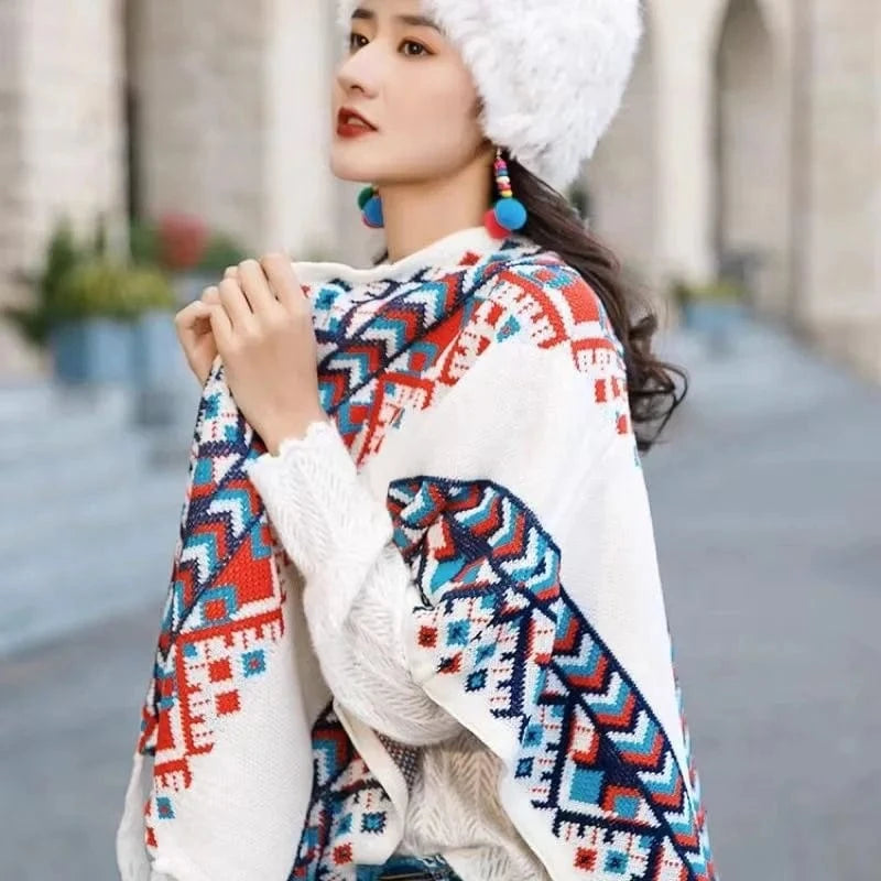 Poncho Pull Frange