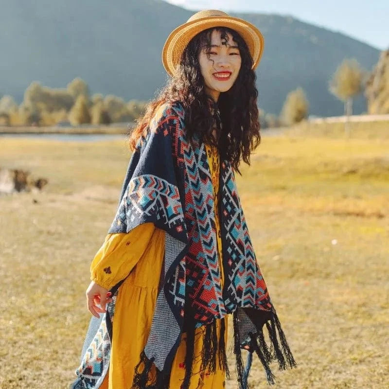 Poncho Pull Frange