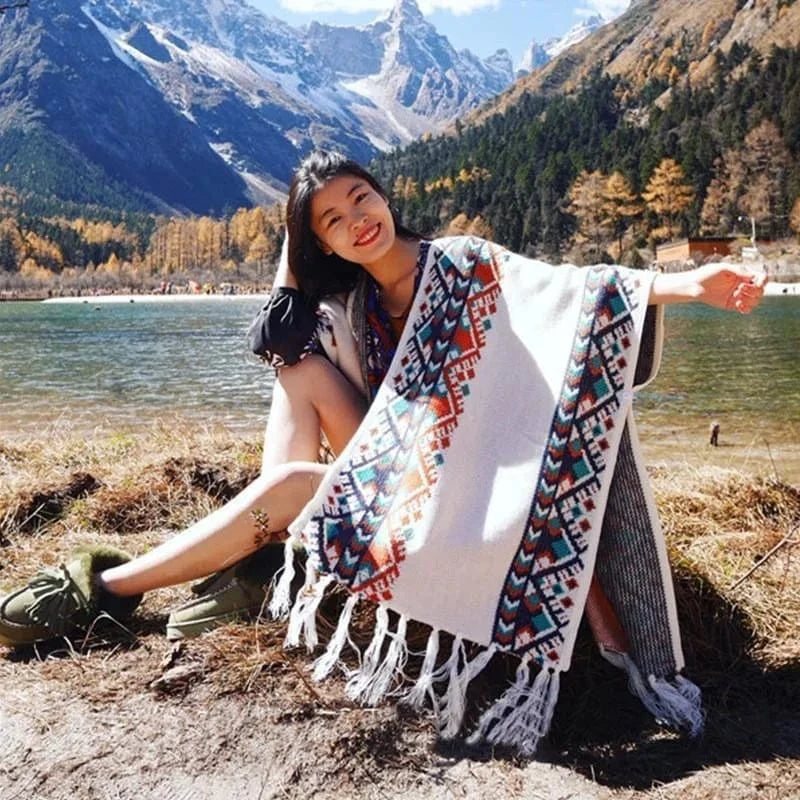 Poncho Pull Frange