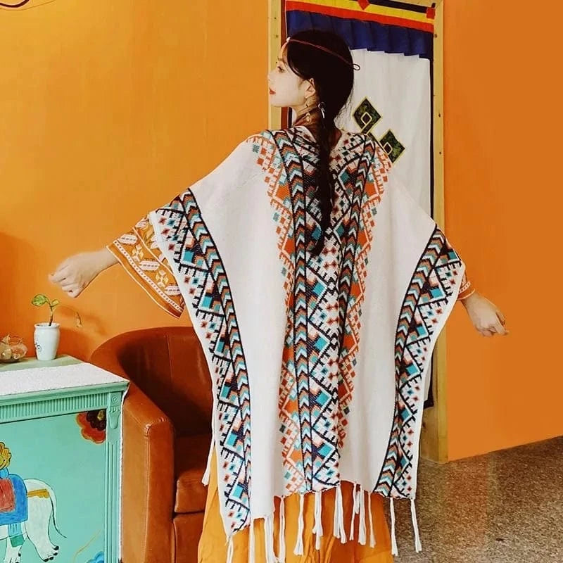 Poncho Pull Frange