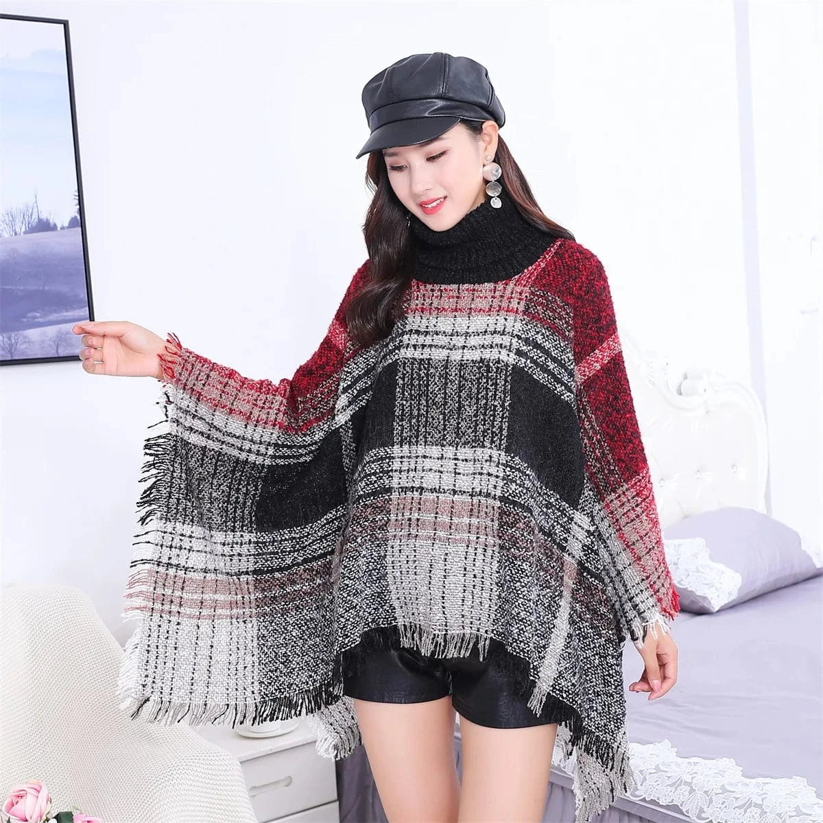 Poncho Pull Manches Longues