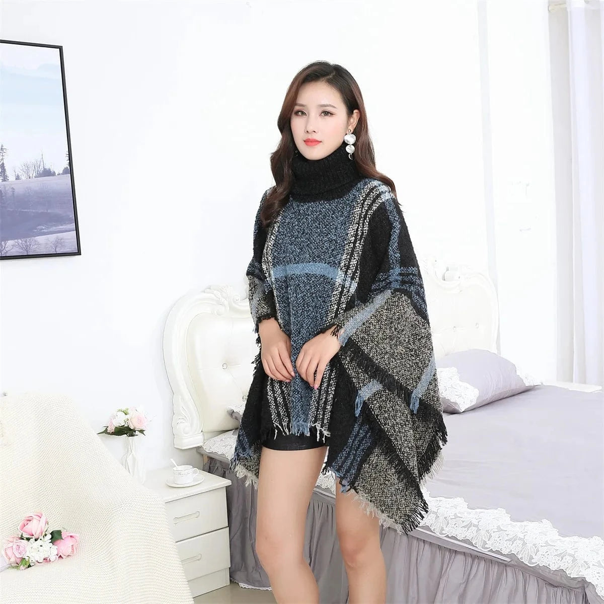 Poncho Pull Manches Longues