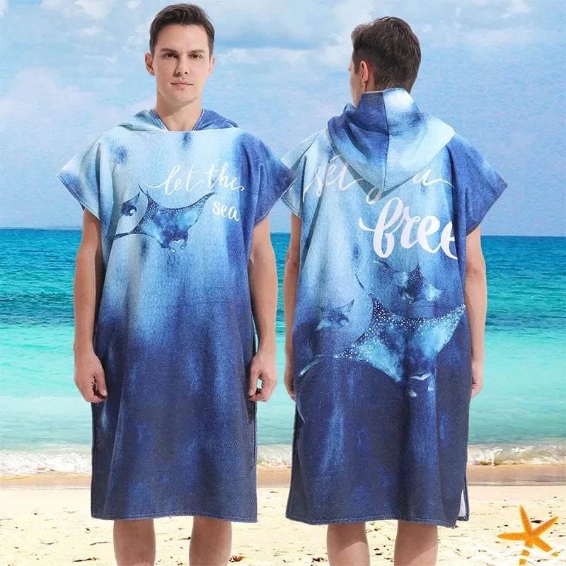 Poncho Surf Bleu à Capuche