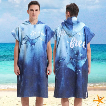 Poncho Surf Bleu à Capuche