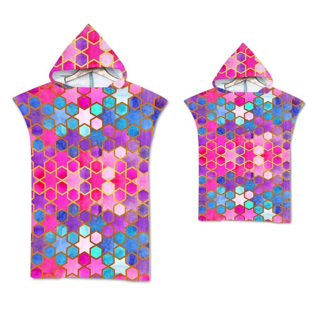 Poncho Surf Coloré à Capuche