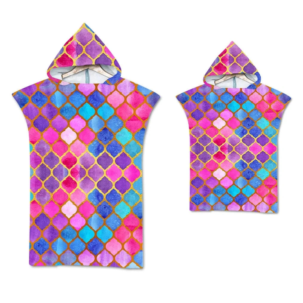 Poncho Surf Coloré à Capuche