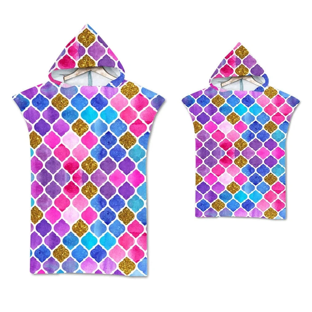 Poncho Surf Coloré à Capuche