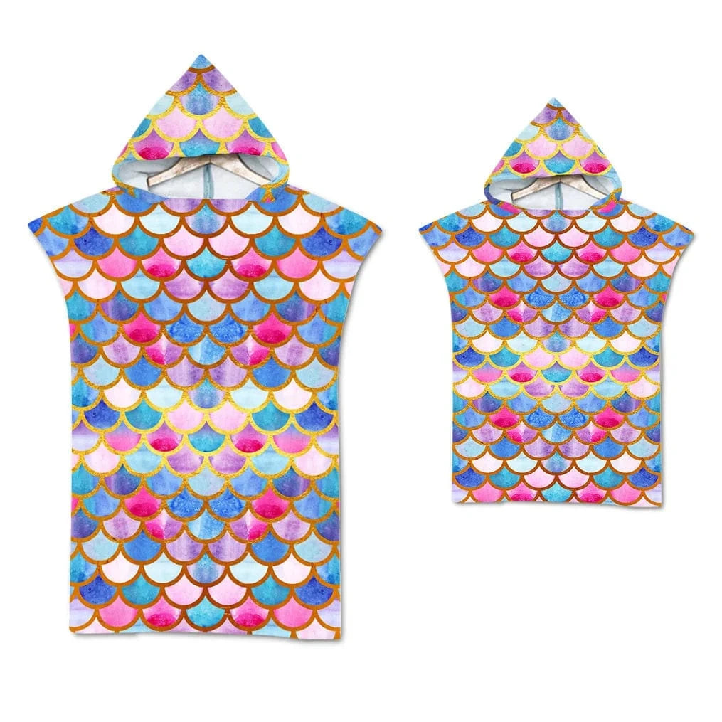 Poncho Surf Coloré à Capuche