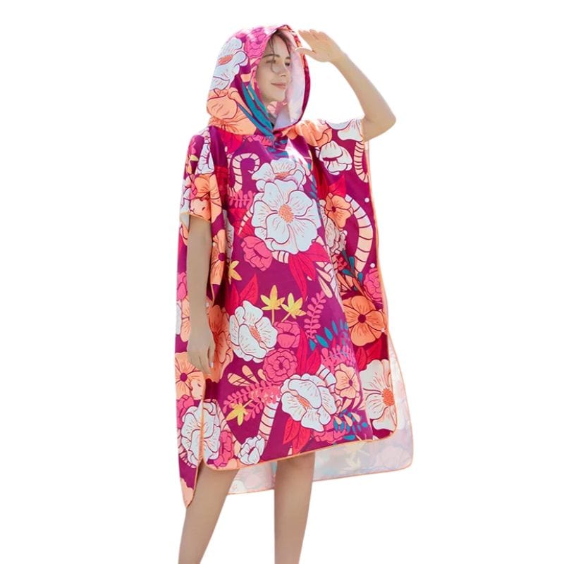 Poncho Surf Fleurs Roses