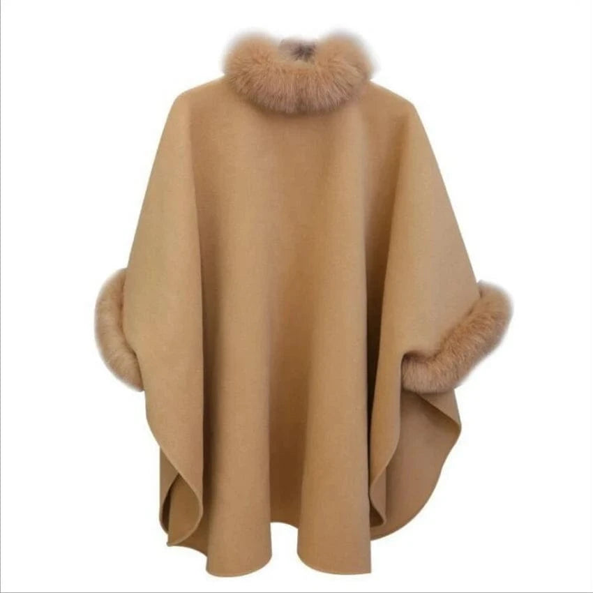 Pull Poncho Coton Fourrure