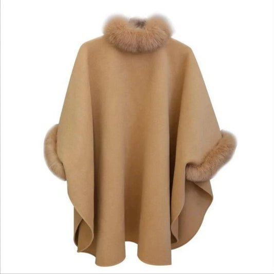 Pull Poncho Coton Fourrure