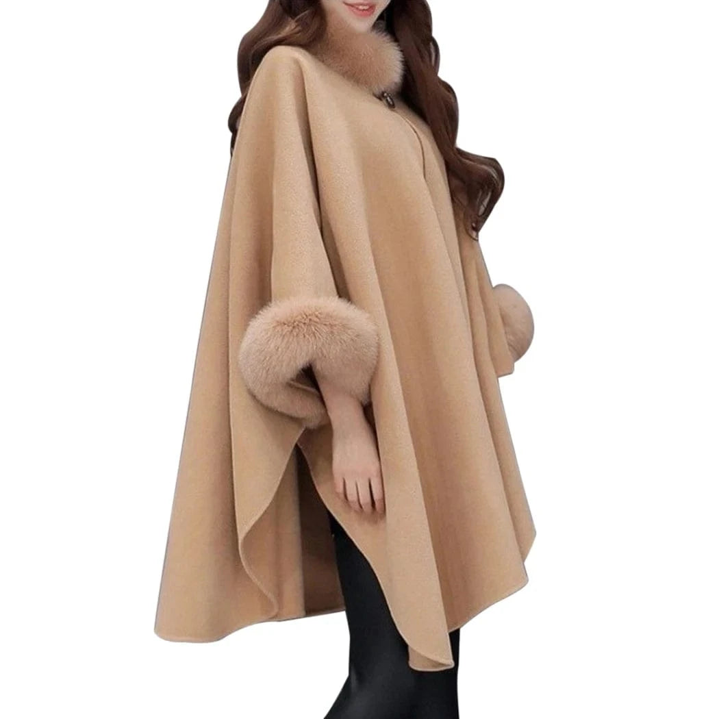 Pull Poncho Coton Fourrure
