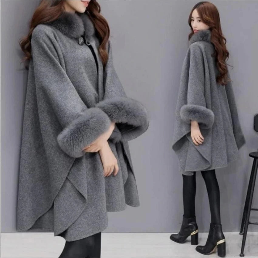 Pull Poncho Coton Fourrure