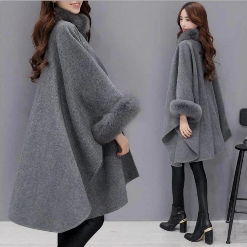 Pull Poncho Coton Fourrure