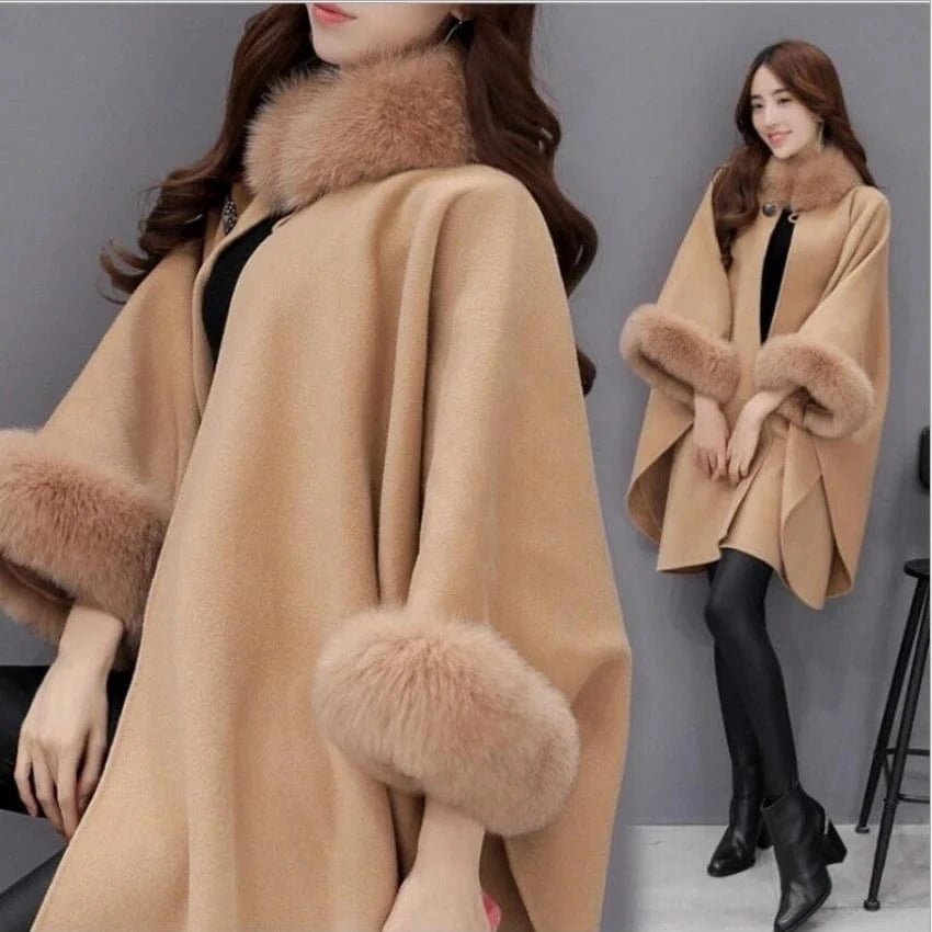 Pull Poncho Coton Fourrure